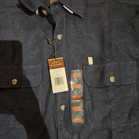 NWT Mountain Ridge Navy Blue Button down sz Large Tall flannel - Picture 3 of 4